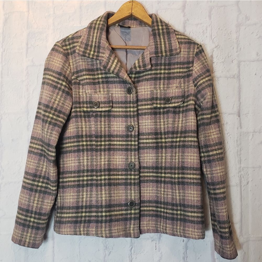 OLD NAVY Plaid Wool-Blend Button Front Coat Small